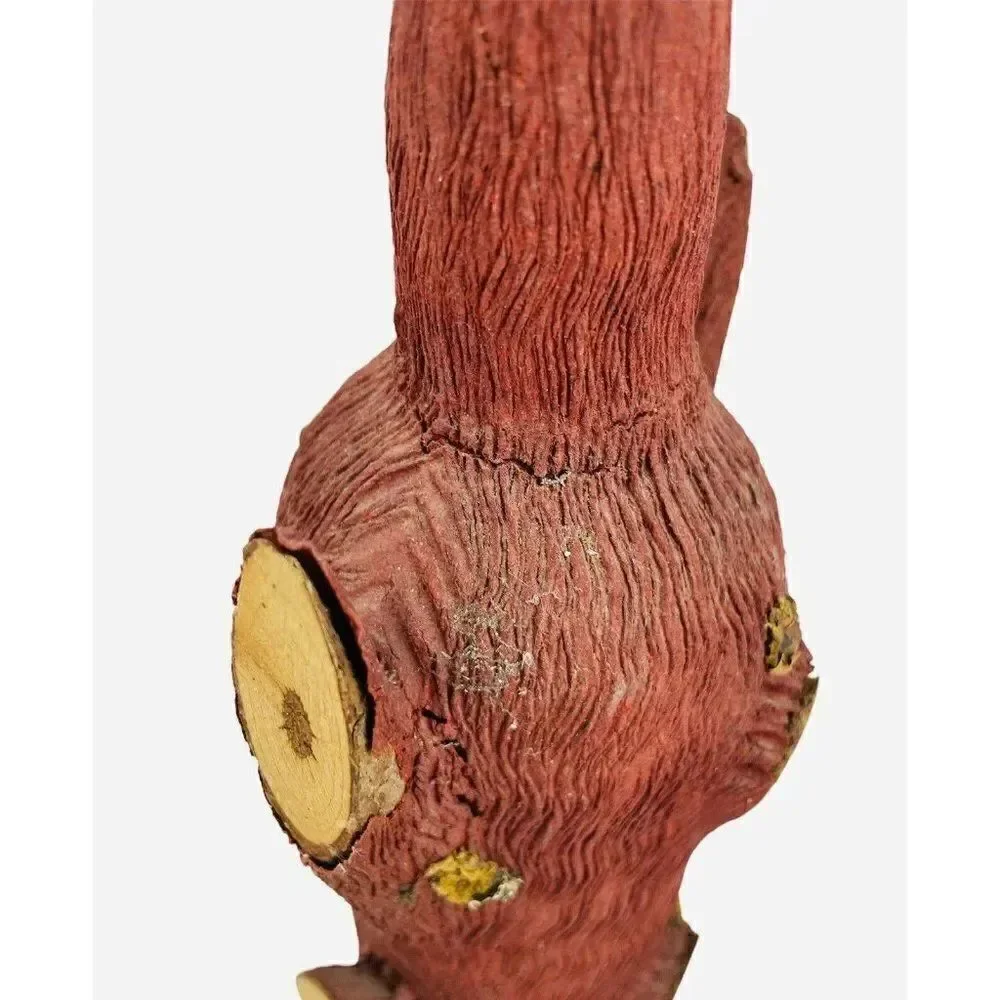 RARE VTG Red Carved Bark Wrapped Decanter Bottle Natural Wood Wine Rustic Bar